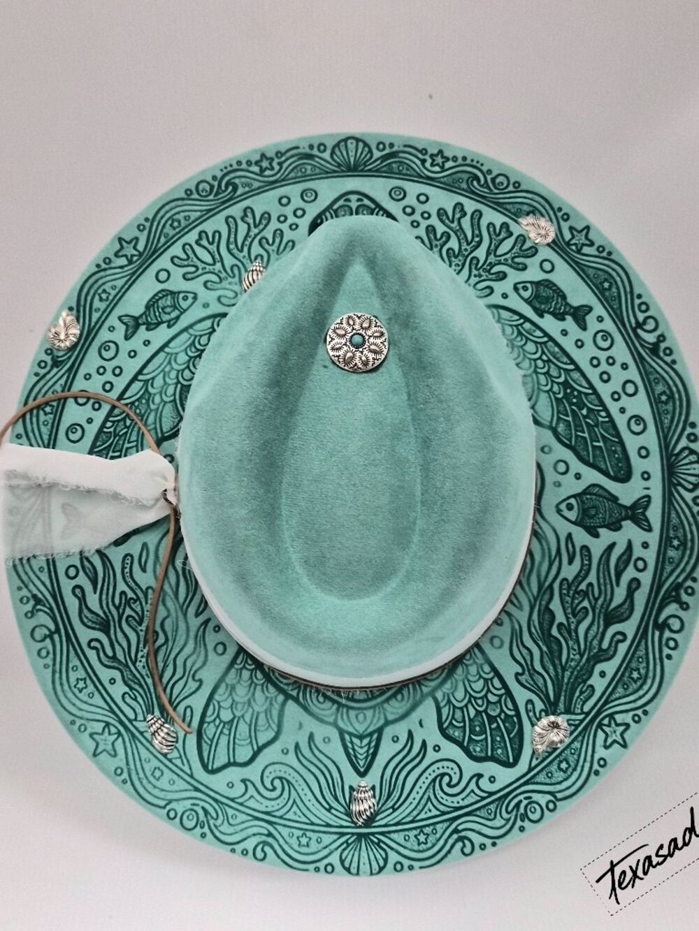 Ocean Below   – Custom Engraved Western Hat Burned Western